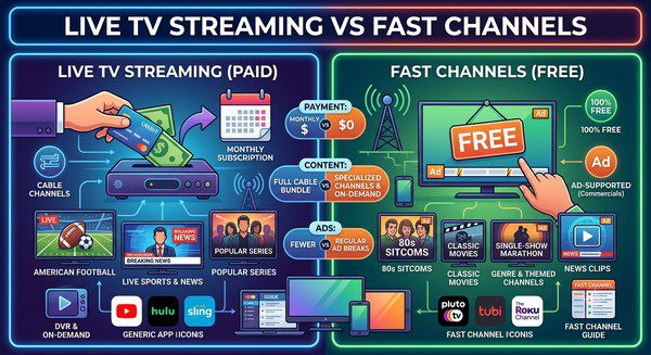 Live TV Streaming vs FAST Channels