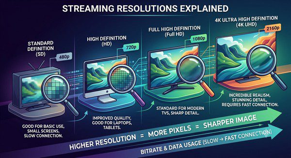 differences between 480p, 720p, 1080p, and 4K streaming